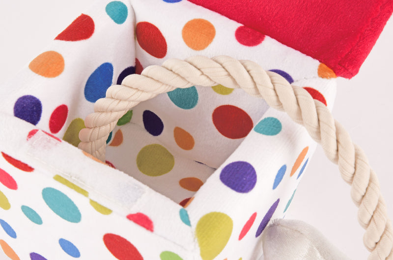 P.L.A.Y. plush dog toys are certified non-toxic, made with durable double-layered fabrics that feature reinforced stitching for extra durability, and are filled with PlanetFill® filler made from 100% post-consumer certified-safe recycled plastic bottles.