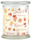 Pet House candles are hand-poured, and made from 100% natural, dye-free soy wax. Comes in an 8.5 oz. glass jar.  Fragrance profile is a light and comforting blend of floral and citrus notes balanced with a hint of honey and vanilla.