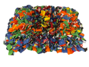 Our handmade multi-colored and multi-patterned snuffle mats are quadruple knotted to keep treats and dry food from falling through to the bottom of the mat. We use a heavy-duty rubber anti-fatigue mat for the base that is heavy, and will not slide around the floor like mats made from cheap plastic sink mats.