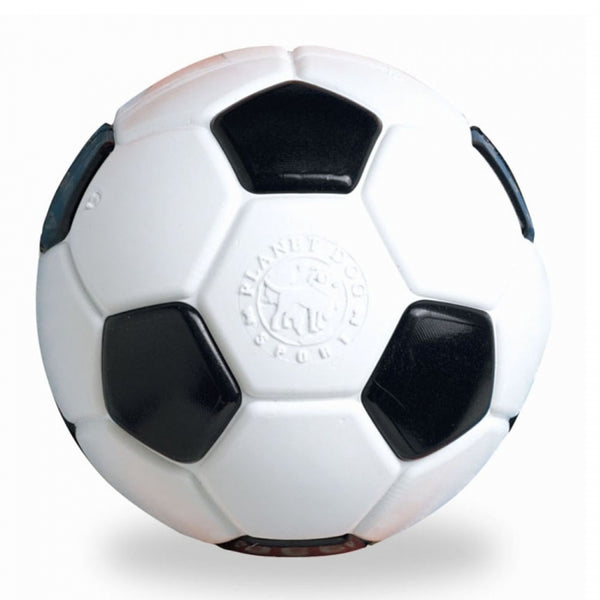 Your dog is sure to score the winning goal with this best-selling soccer ball made from the award-winning Orbee-Tuff material, which is 100% recyclable and non-toxic. Ball is durable, bouncy, buoyant, and perfect for tossing, fetching, and bouncing. Excellent sized ball for large breed dogs.