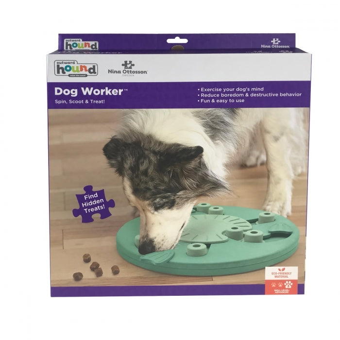 The Dog Worker puzzle is a positive activity that will strengthen the human/canine bond. Fun for all dogs, regardless of age, size, or breed. Puzzle is made from a non-toxic composite material that is easy to clean! No removable parts.