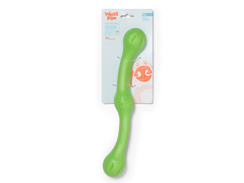 Zwig is a bendy and squishy fetching stick that combines shapes and textures to create an irresistible chew-feel with a bouncy action that keeps going even when dogs are just carrying it around. It is easy for puppies and senior dogs to grasp by mouth or hold between their paws while chewing.