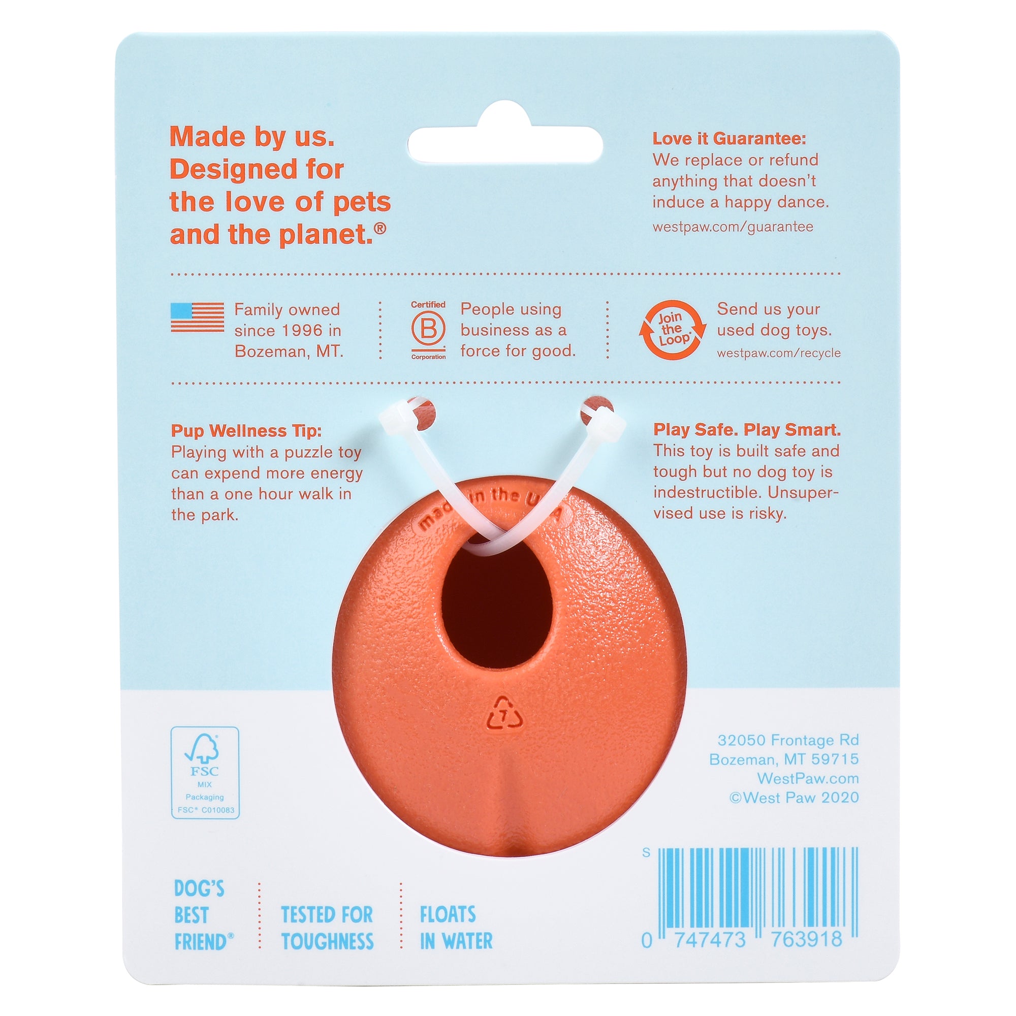 Rumbl is a super bouncy and crazy fun treat-dispensing puzzle toy with a playful wobble that adds excitement and increases engagement. Toy floats and dogs love the chewy resistance of the hollow construction. The unique "fish trap" opening makes for easy loading, yet keeps treats inside.