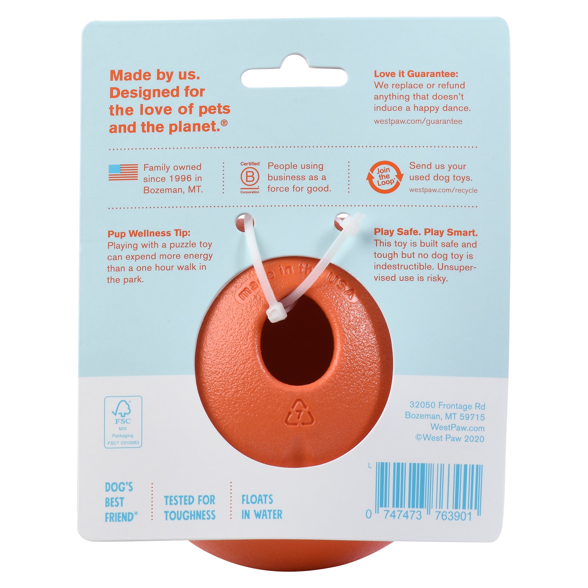 Rumbl is a super bouncy and crazy fun treat-dispensing puzzle toy with a playful wobble that adds excitement and increases engagement. Toy floats and dogs love the chewy resistance of the hollow construction. The unique "fish trap" opening makes for easy loading, yet keeps treats inside.