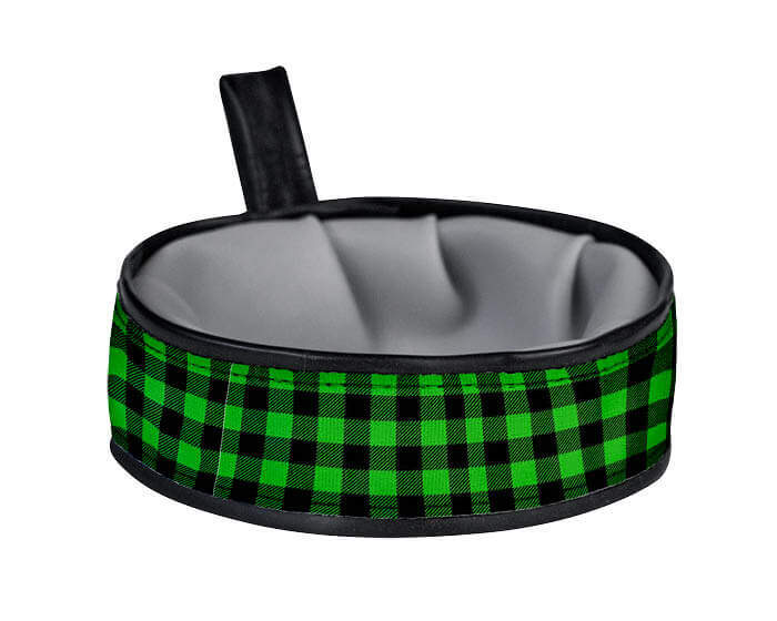 Trail Buddy Collapsible Travel Bowl is waterproof, stylish, functional, durable, and handmade in the USA with recyclable material. The wide and sturdy construction prevents spills, while the compact collapsible design easily stows away when not in use. Includes a carry loop for easy attachment to leashes or bags. Holds 20 ounces of water.