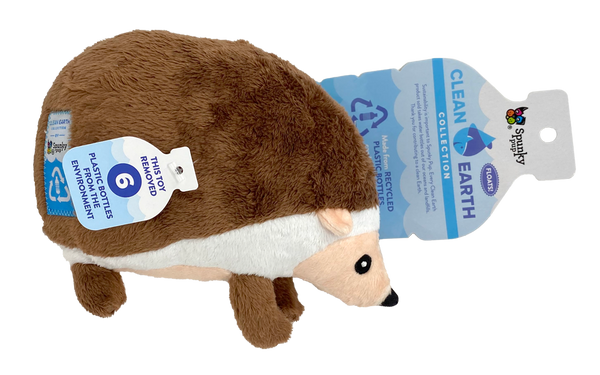 Clean Earth dog toys are made from 100% recycled plastic water bottles; including the fabric, stuffing, binding, and thread. Each toy redirects waste from up to 9 plastic water bottles from ending up in oceans, waterways, and landfills. Toy is durable, floats, and includes a built-in squeaker for added fun!