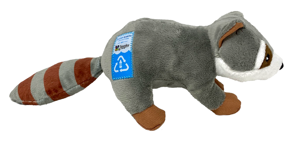 Clean Earth dog toys are made from 100% recycled plastic water bottles; including the fabric, stuffing, binding, and thread. Each toy redirects waste from up to 9 plastic water bottles from ending up in oceans, waterways, and landfills. Toy is durable, floats, and includes a built-in squeaker for added fun!