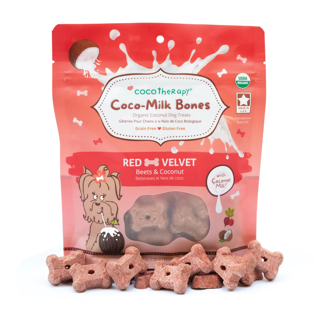 Coco-Milk Bones are crunchy and delicious treats that support optimal immune and digestive health in your dog. Treats are made with creamy organic coconut milk which is rich in medium chain triglycerides and is a healthy source of beneficial fatty acids.