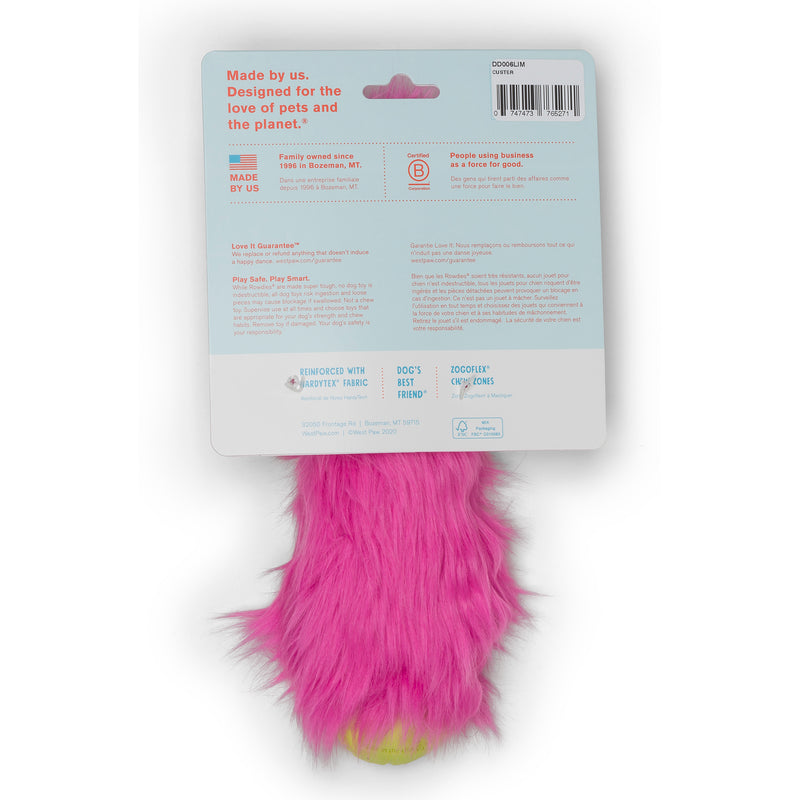 Rowdies are the best of plush and chew toys all rolled into one fun toy your dog will love. West Paw combined the sturdiest technologies to make an extremely durable plush dog toy. Rowdies contain a squeaker to prompt play, and chew bones for dogs who like to gnaw.