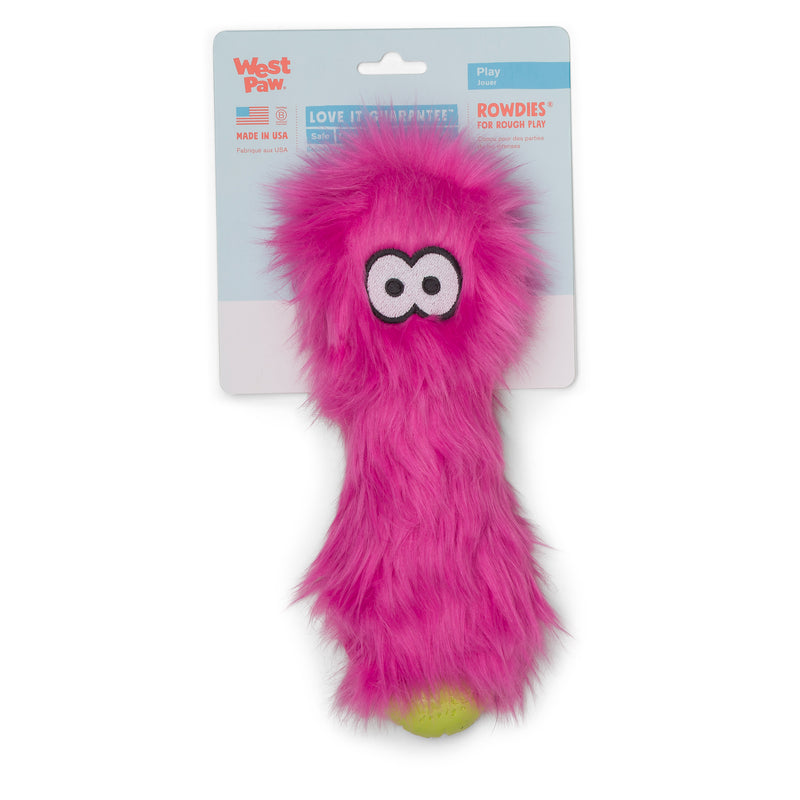 Rowdies are the best of plush and chew toys all rolled into one fun toy your dog will love. West Paw combined the sturdiest technologies to make an extremely durable plush dog toy. Rowdies contain a squeaker to prompt play, and chew bones for dogs who like to gnaw.