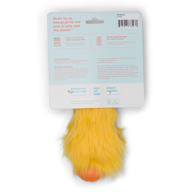 Rowdies are the best of plush and chew toys all rolled into one fun toy your dog will love. West Paw combined the sturdiest technologies to make an extremely durable plush dog toy. Rowdies contain a squeaker to prompt play, and chew bones for dogs who like to gnaw.