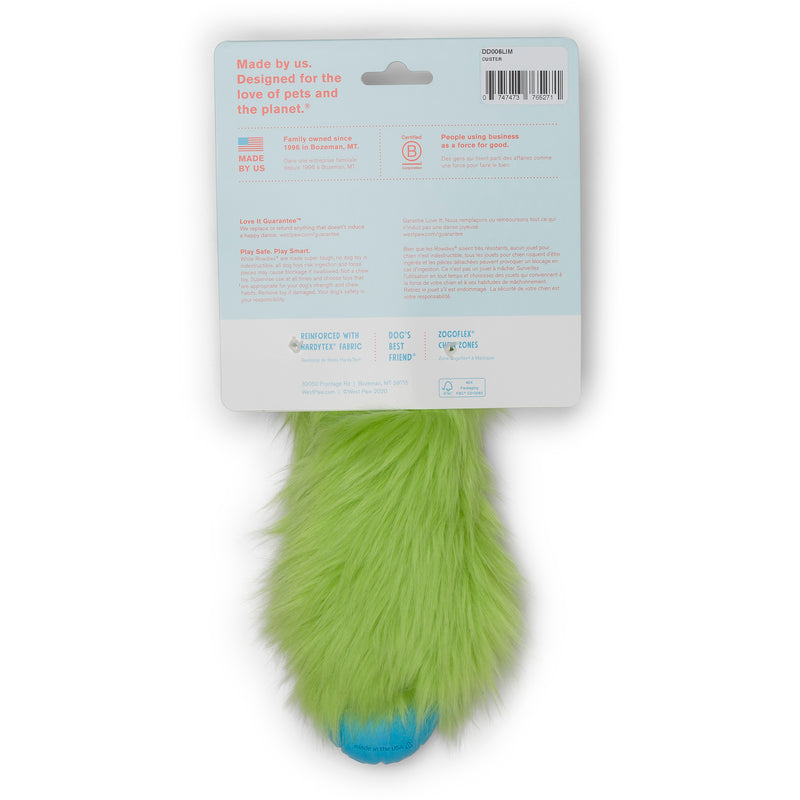 Rowdies are the best of plush and chew toys all rolled into one fun toy your dog will love. West Paw combined the sturdiest technologies to make an extremely durable plush dog toy. Rowdies contain a squeaker to prompt play, and chew bones for dogs who like to gnaw.