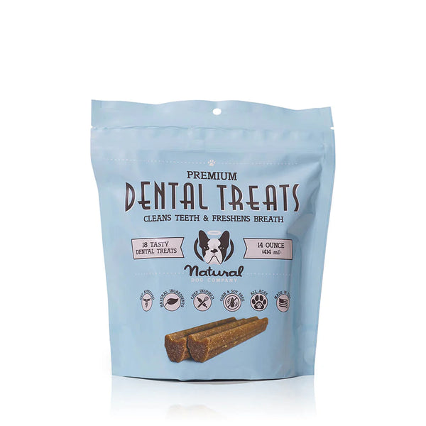 These dog approved snacks clean teeth and freshen breath. The unique shape of these dental treats help gently remove plaque and tartar as it is chewed. Our dental treats are natural and delicious, free of gluten, and artificial ingredients.