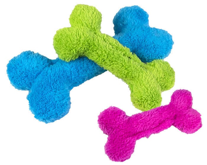 The Fuzzies! Bones are the perfect shape and size for dogs who like to carry toys around in their mouth. This durable and soft dog toy is eco-friendly and made in the USA. It features a Duraplush 2-ply bonded outer material, Stitchguard internal seams, and eco-fill recycled filling.