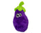 The Duraplush Eggplant dog toy is durable, soft, eco-friendly, and made in the USA. It features a Duraplush 2-ply bonded outer material, Stitchguard internal seams, and eco-fill recycled filling. Toy does not contain an internal squeaker.