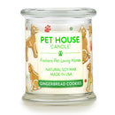 Pet House candles are hand-poured, and made from 100% natural, dye-free soy wax. Comes in an 8.5 oz. glass jar. Fragrance profile is a blend of ginger, cinnamon, and cloves, mixed with the sweet fragrances of vanilla bean, maple, and freshly baked cookies.