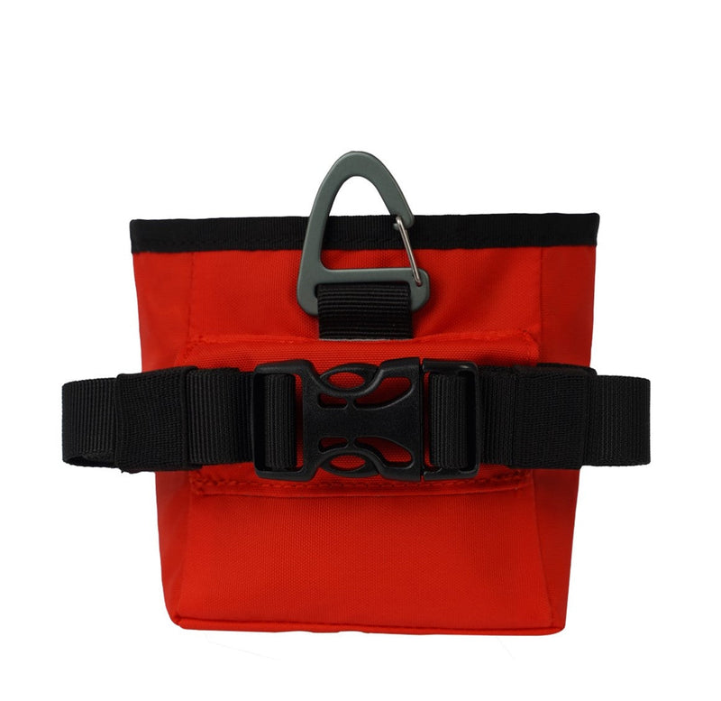 The Olly Dog Goodie Treat Bag can be worn around the waist, or clipped to a belt or pants pocket. The bag is water-resistant, and the magnetic closure allows quick and easy access to treats and to close the bag with ease. The front zipper pocket is the perfect size to hold car keys or a roll of waste bags!