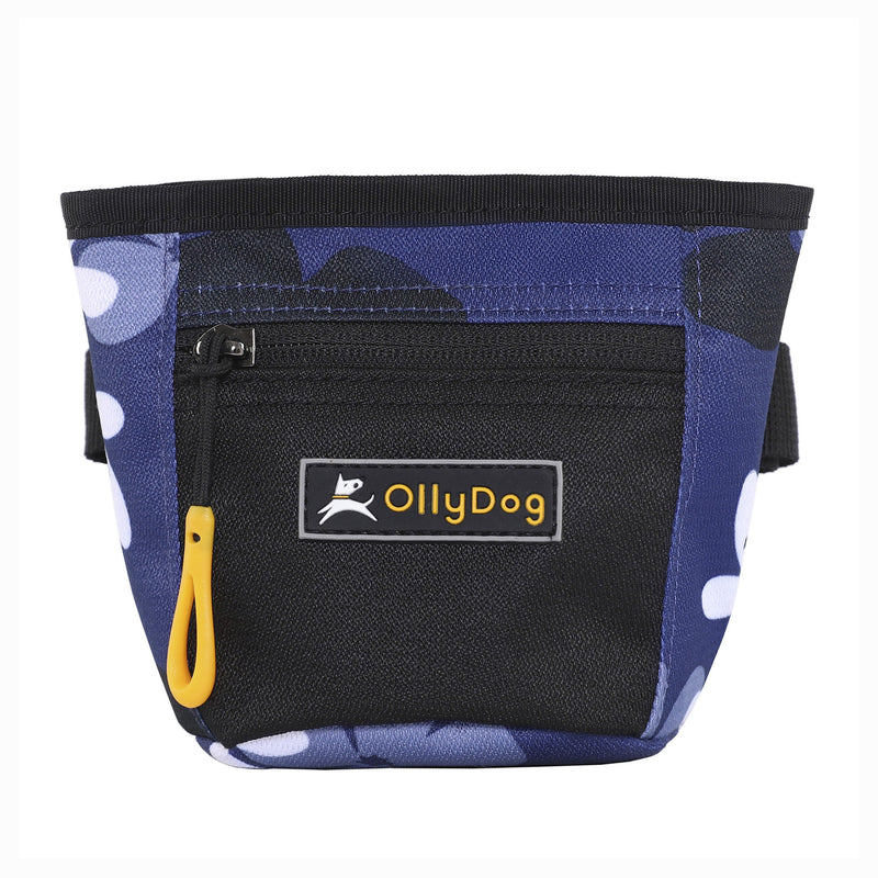 The Olly Dog Goodie Treat Bag can be worn around the waist, or clipped to a belt or pants pocket. The bag is water-resistant, and the magnetic closure allows quick and easy access to treats and to close the bag with ease. The front zipper pocket is the perfect size to hold car keys or a roll of waste bags!