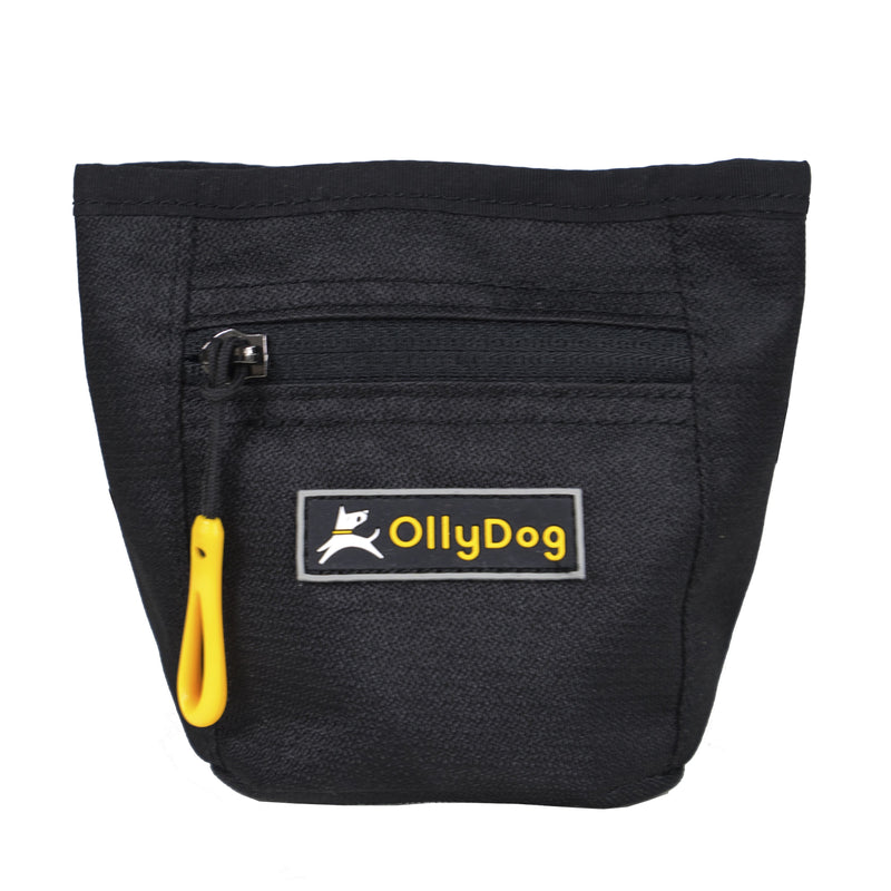 The Olly Dog Goodie Treat Bag can be worn around the waist, or clipped to a belt or pants pocket. The bag is water-resistant, and the magnetic closure allows quick and easy access to treats and to close the bag with ease. The front zipper pocket is the perfect size to hold car keys or a roll of waste bags!