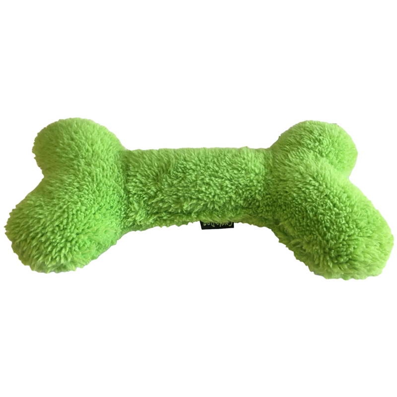 The Fuzzies! Bones are the perfect shape and size for dogs who like to carry toys around in their mouth. This durable and soft dog toy is eco-friendly and made in the USA. It features a Duraplush 2-ply bonded outer material, Stitchguard internal seams, and eco-fill recycled filling.