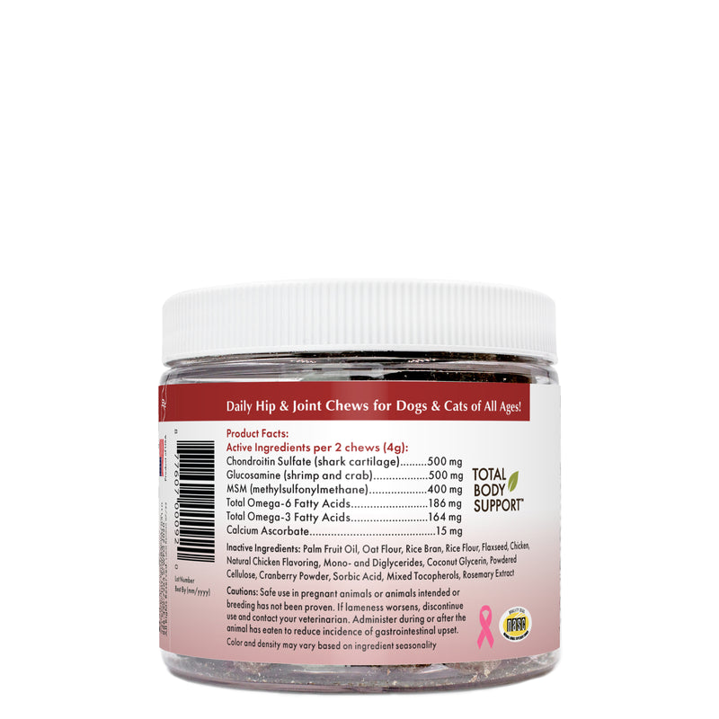 Hip & Joint Soft Chews are a synergistic blend of proven nutraceuticals and antioxidants that provide superior joint support and comfort for healthy hips and joints.