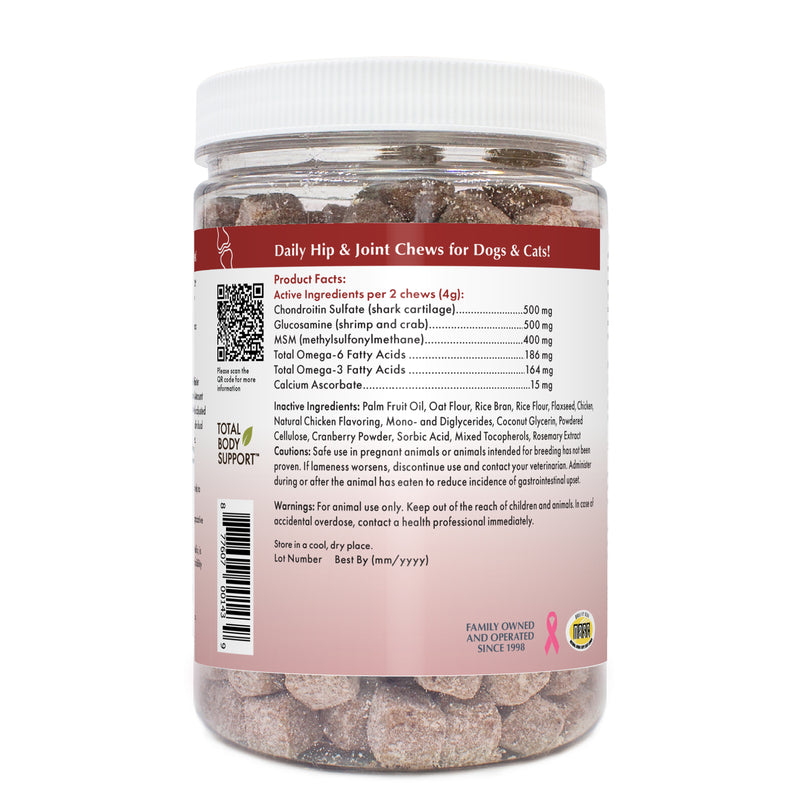 Hip & Joint Soft Chews are a synergistic blend of proven nutraceuticals and antioxidants that provide superior joint support and comfort for healthy hips and joints.