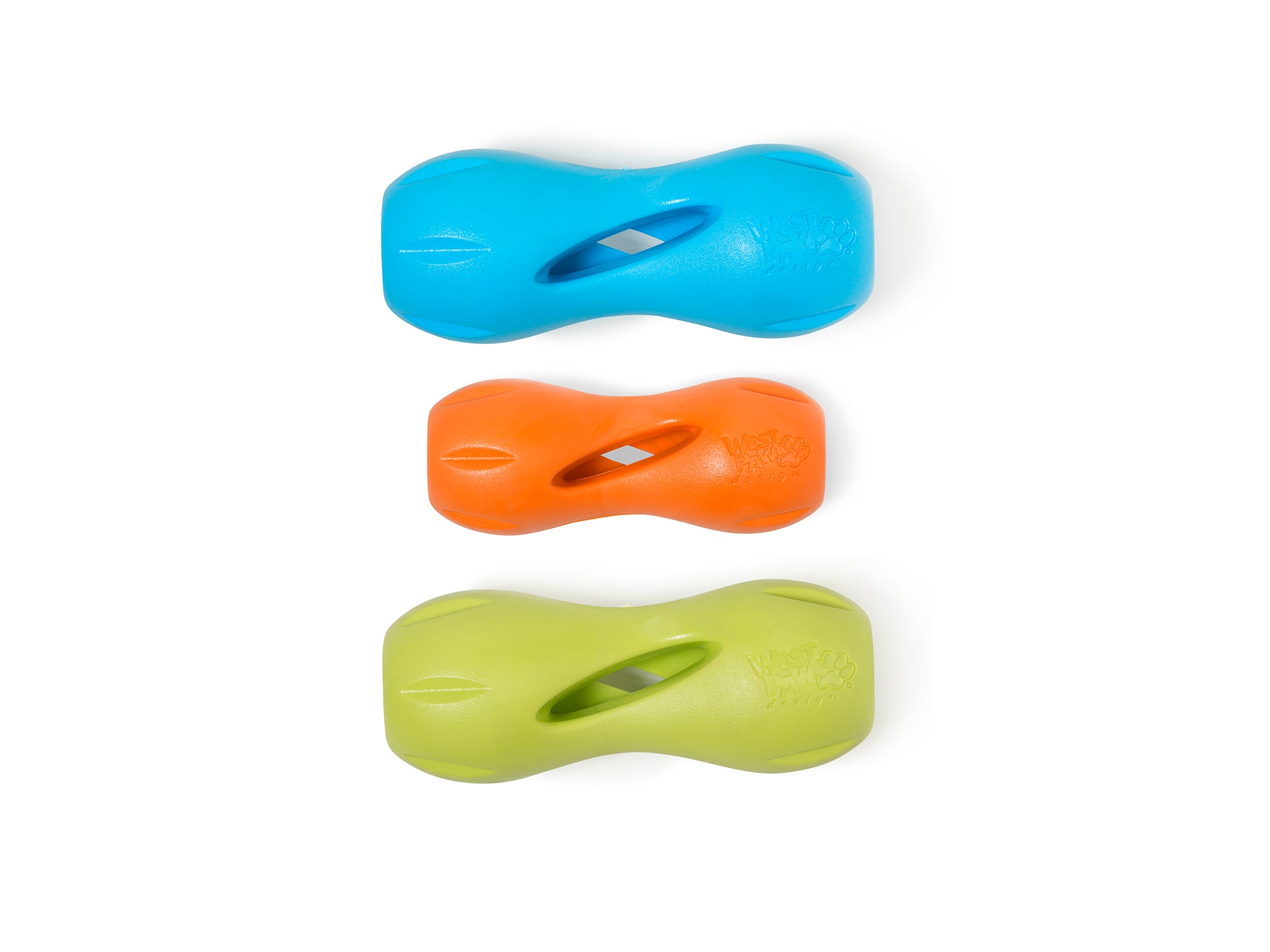 Qwizl is an award-winning toy designed to extend the life of expensive dog treats while keeping your dog busy. The side openings release scent while the continuous interior opening and flexible ridges allow treats to extend out while staying in place. The curved shape makes Qwizl easy for dogs to hold with their paws.