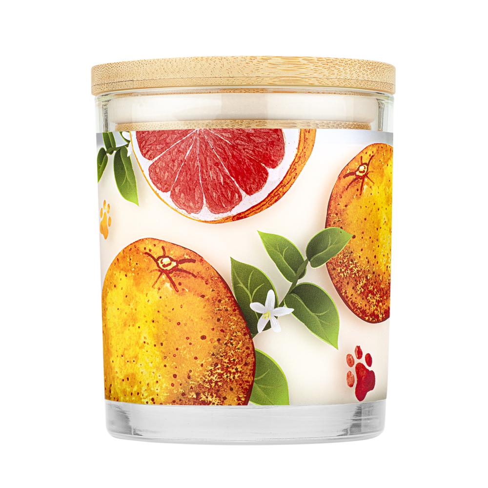 Pet House candles are hand-poured, and made from 100% natural, dye-free soy wax. Comes in a 9 oz. glass jar. Fragrance profile is a bright and refreshing combination of zesty red grapefruit with a hint of red currant, balanced with the subtle scent of grapefruit flower.