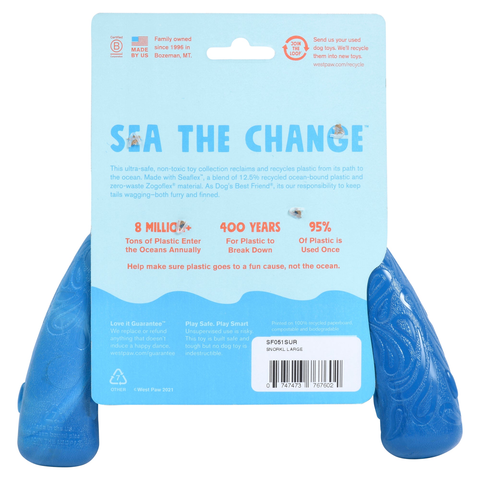 Snorkl is a durable and fun shaped toy that is designed for dogs who love bones, boomerangs, and games of tug. Perfect for interactive play between dogs or bond forming play between dogs and their humans. Toy floats in water and has an ocean-inspired texture.