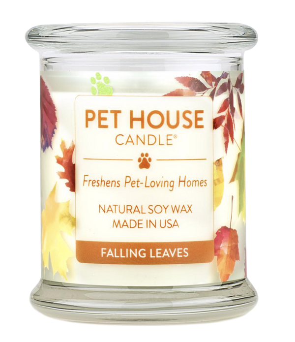 Pet House candles are hand-poured, and made from 100% natural, dye-free soy wax. Comes in an 8.5 oz. glass jar. Fragrance profile is a sweet and spicy blend of nutmeg, cinnamon, cloves, and drying leaves in the forest.