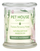 Pet House candles are hand-poured, and made from 100% natural, dye-free soy wax. Comes in an 8.5 oz. glass jar. Fragrance profile is a fresh blend of bamboo, water flowers, lemon, lime, and peppermint.