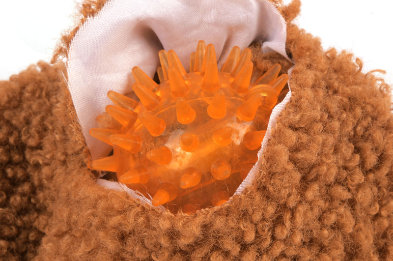P.L.A.Y. plush dog toys are certified non-toxic, made with durable double-layered fabrics that feature reinforced stitching for extra durability, and are filled with PlanetFill® filler made from 100% post-consumer certified-safe recycled plastic bottles.
