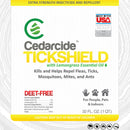 Cedarcide Tickshield with lemongrass is a natural pest repellent that is safe for use indoors and on people and larger pets.