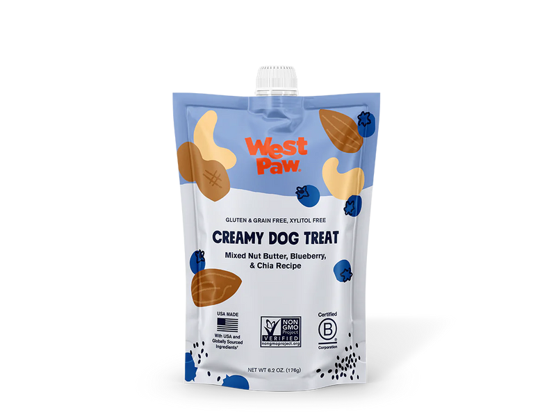A healthy gourmet upgrade perfect for sneaking into treat toys, dressing up dinner, or rewarding the goodest boys and girls on the trail. Simple nutrition packed into a mess-free pouch for happy treating.