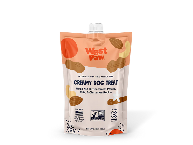A healthy gourmet upgrade perfect for sneaking into treat toys, dressing up dinner, or rewarding the goodest boys and girls on the trail. Simple nutrition packed into a mess-free pouch for happy treating.