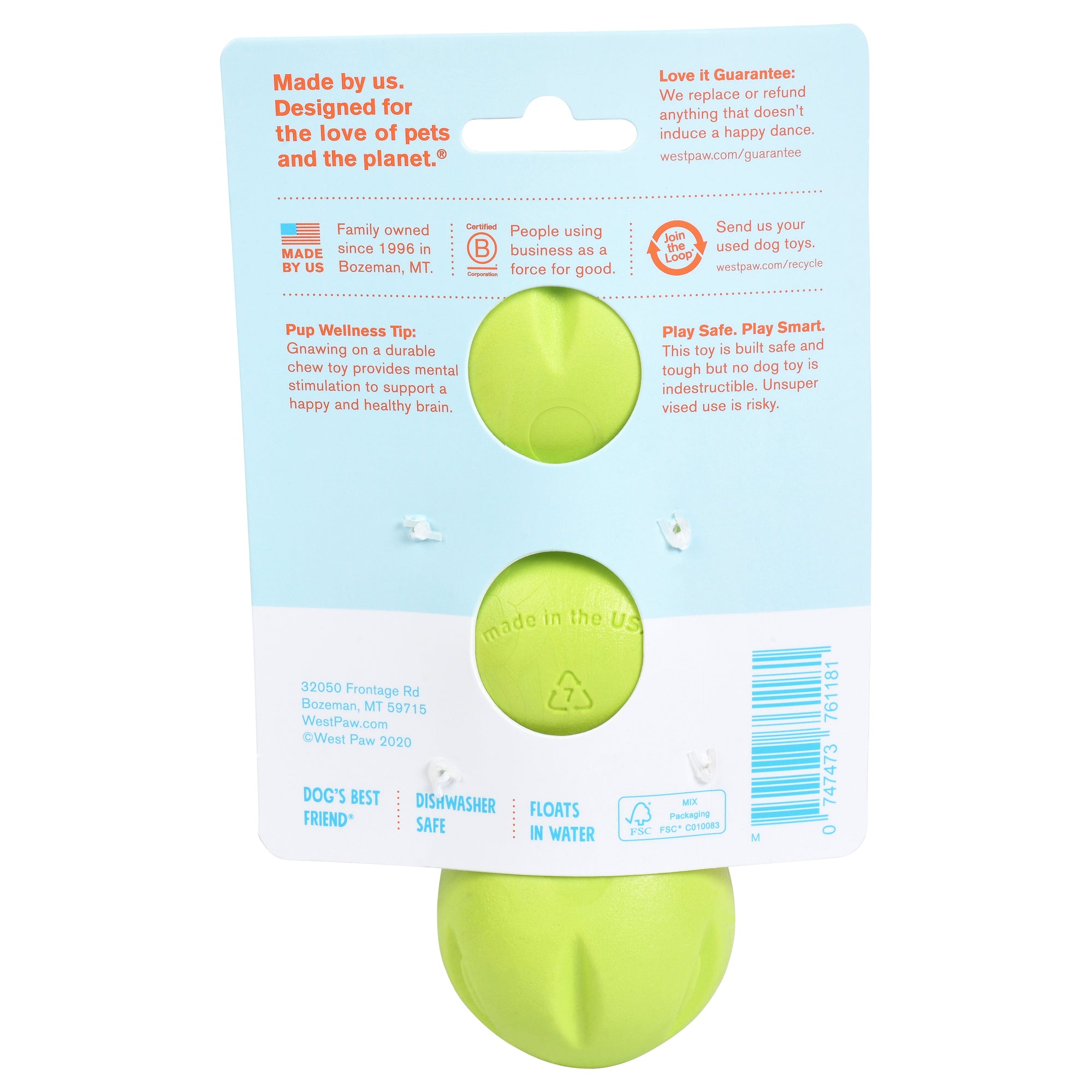 Rumpus is an extra durable toy with three chew lobes that are designed for dogs who need to gnaw. Toy rocks, rolls, bounces, and floats to keep dogs engaged. Built for tough chewers and made from Zogoflex, a bendy, stretchy, and bouncy material that is durable but not rigid. Toys are gentle on your dog's teeth.