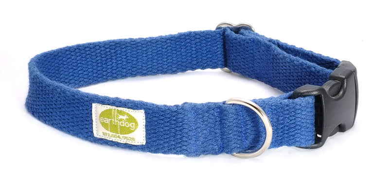 Brightly colored collars by Earth Dog are made from 100% hemp webbing. Hemp fibers have antimicrobial properties and are naturally hypoallergenic, making these collars perfect for everyday wear and for dogs with skin sensitivities and/or allergies. Collars are durable and easy to clean.