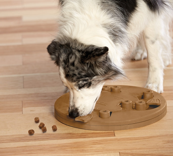 The Dog Worker puzzle helps reduce destructive behavior and fights boredom by keeping your dog busy exercising their mind. A positive activity that will strengthen the human/canine bond. Fun for all dogs, regardless of age, size, or breed. Puzzle is made from a non-toxic composite material that is easy to clean! No removable parts.