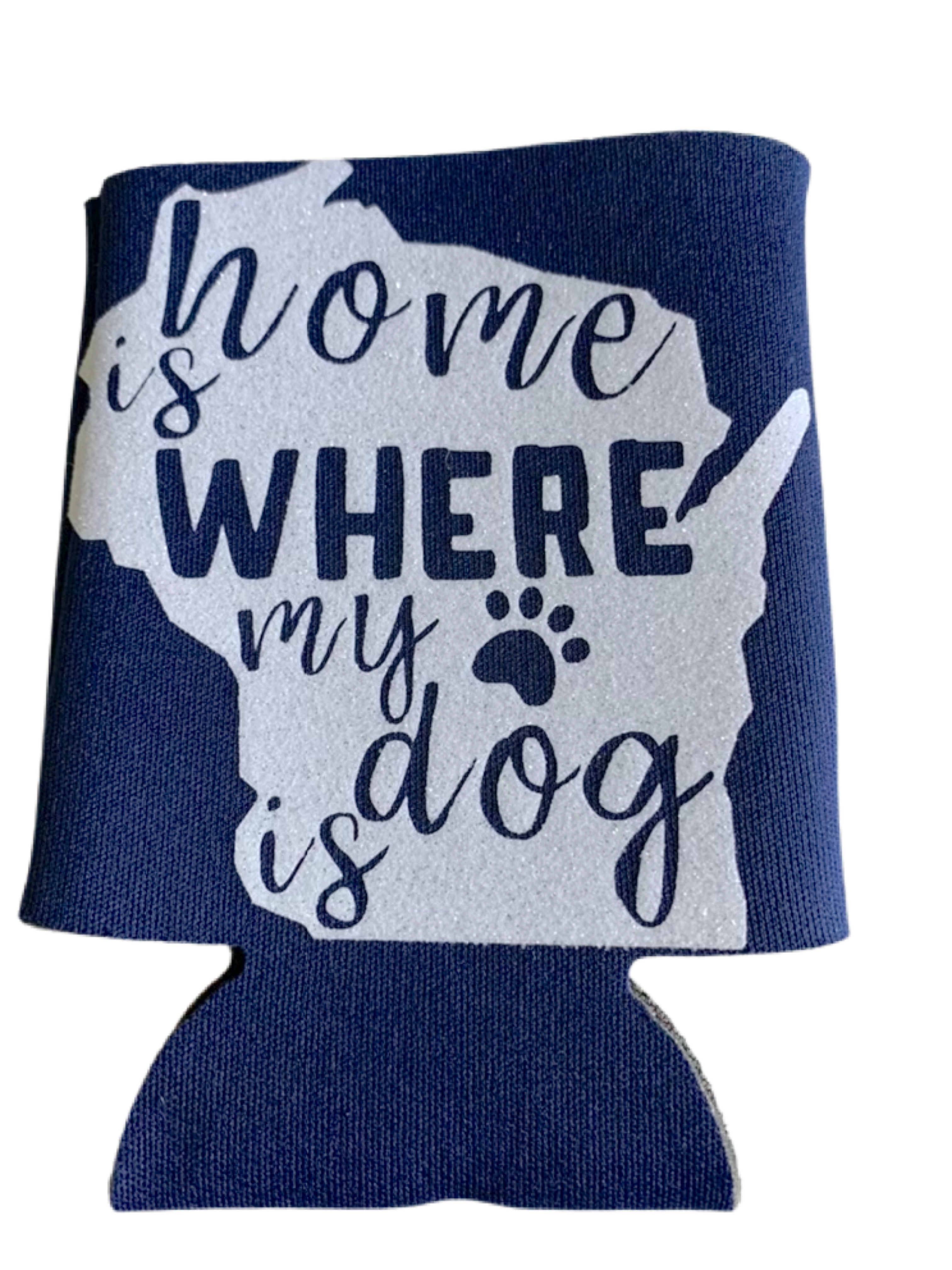 High-quality, brightly colored can koozies with cute dog designs made with sparkly vinyl.