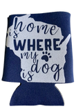 High-quality, brightly colored can koozies with cute dog designs made with sparkly vinyl.