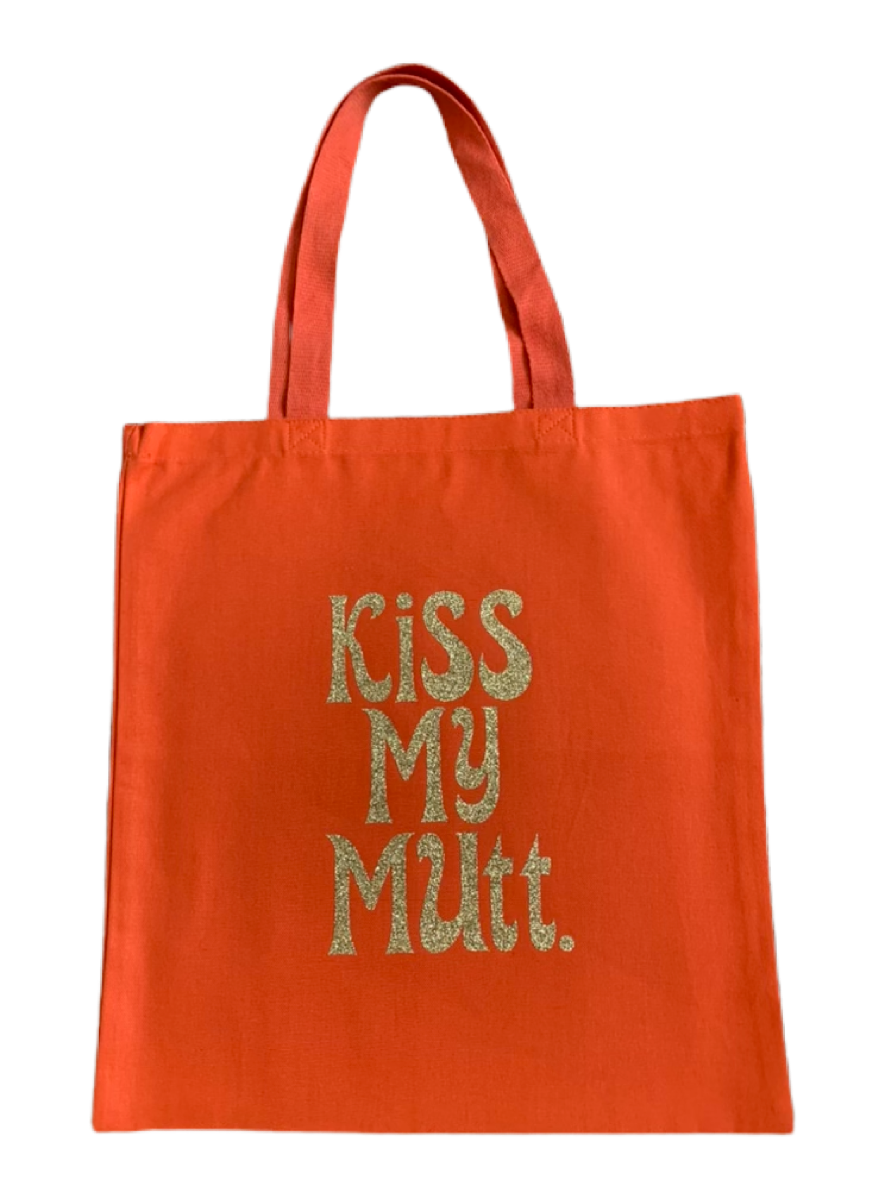 High-quality, brightly colored canvas tote bags with cute dog designs made with sparkly vinyl.