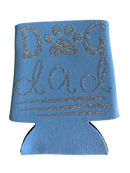 High-quality, brightly colored can koozies with cute dog designs made with sparkly vinyl.