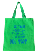High-quality, brightly colored canvas tote bags with cute dog designs made with sparkly vinyl.