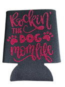 High-quality, brightly colored can koozies with cute dog designs made with sparkly vinyl.