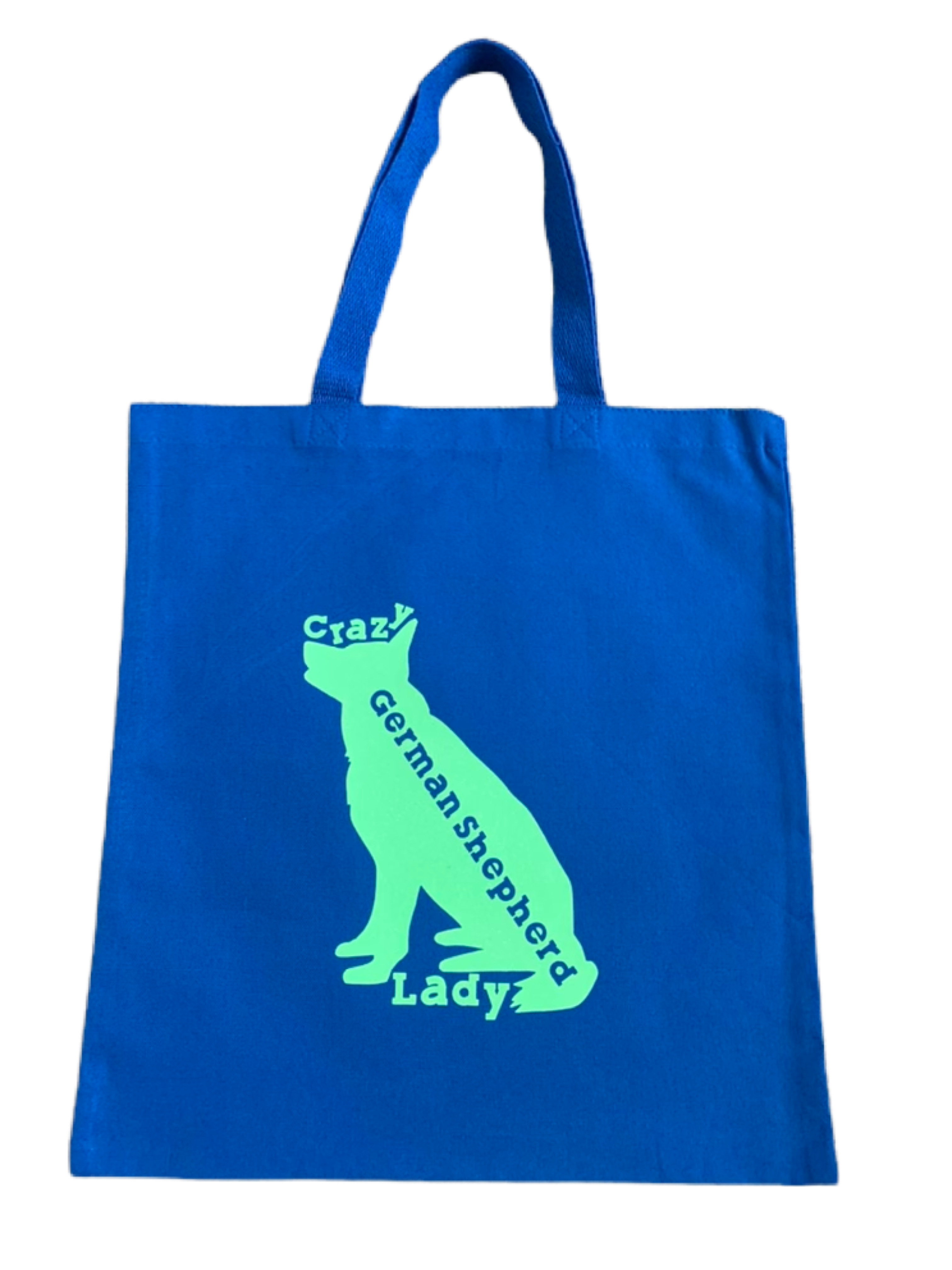 High-quality, brightly colored canvas tote bags with cute dog designs made with sparkly vinyl.