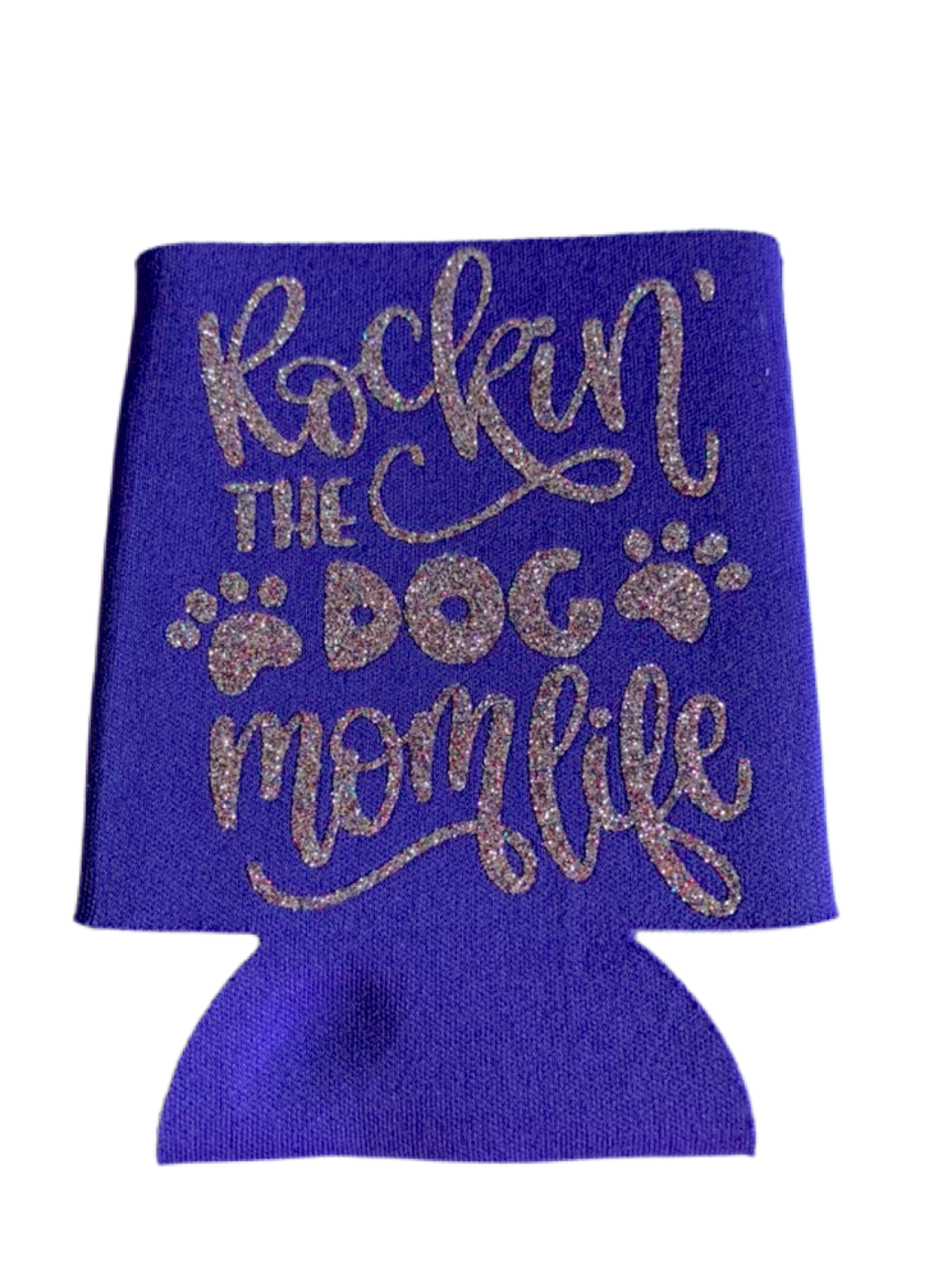 High-quality, brightly colored can koozies with cute dog designs made with sparkly vinyl.