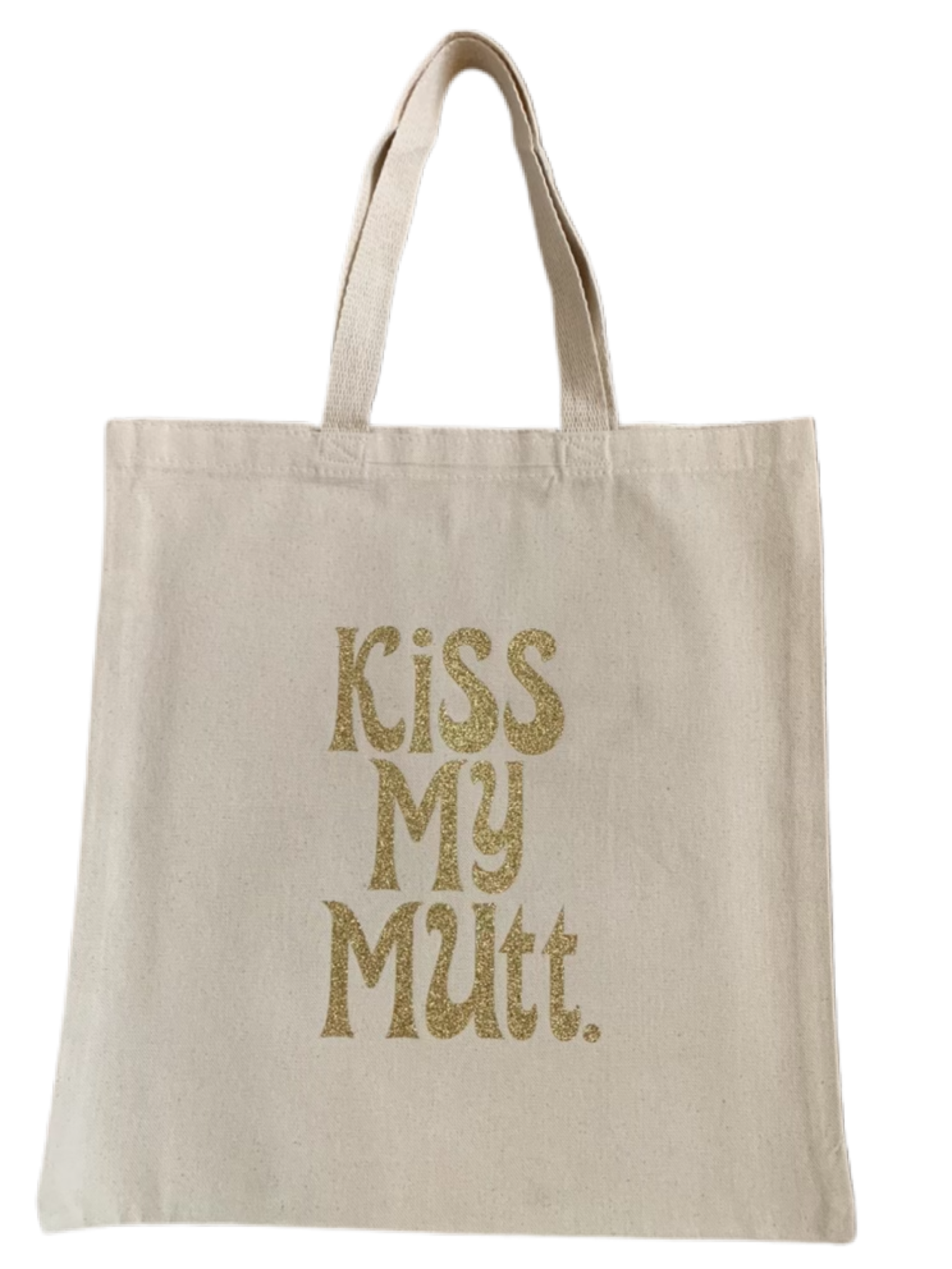 High-quality, brightly colored canvas tote bags with cute dog designs made with sparkly vinyl.