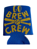 High-quality, brightly colored can koozies with cute Wisconsin sports themed designs made with sparkly vinyl.