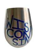 Stemless wine glasses with Wisconsin sports themed designs made with sparkly vinyl. Glasses have a sleek and elegant design, and are made from food-grade stainless steel. These heavy-duty glasses are shatterproof and have a weighted base, making them tip resistant.