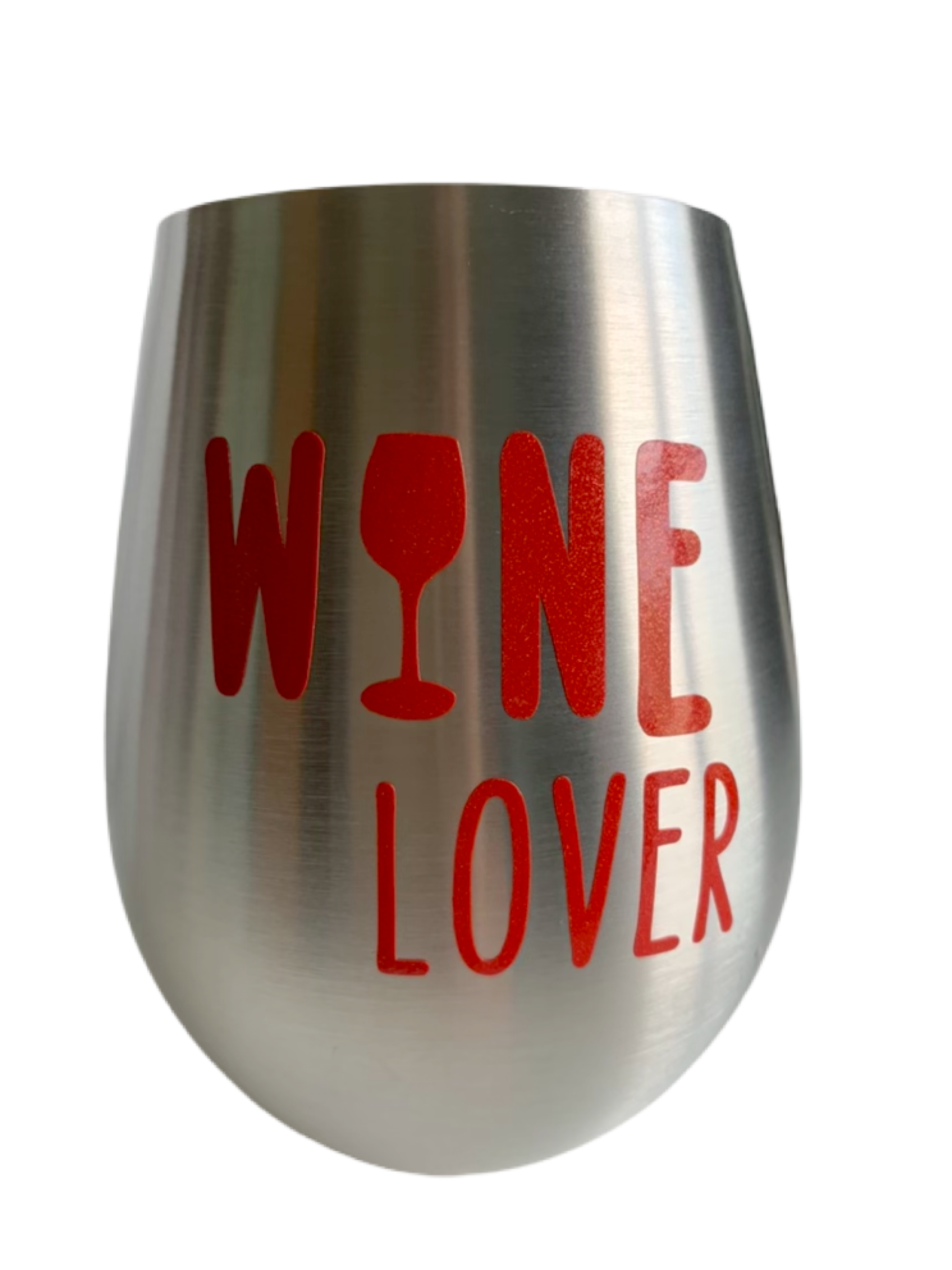 Stemless wine glasses with cute dog designs made with sparkly vinyl. Glasses have a sleek and elegant design, and are made from food-grade stainless steel. These heavy-duty glasses are shatterproof and have a weighted base, making them tip resistant.